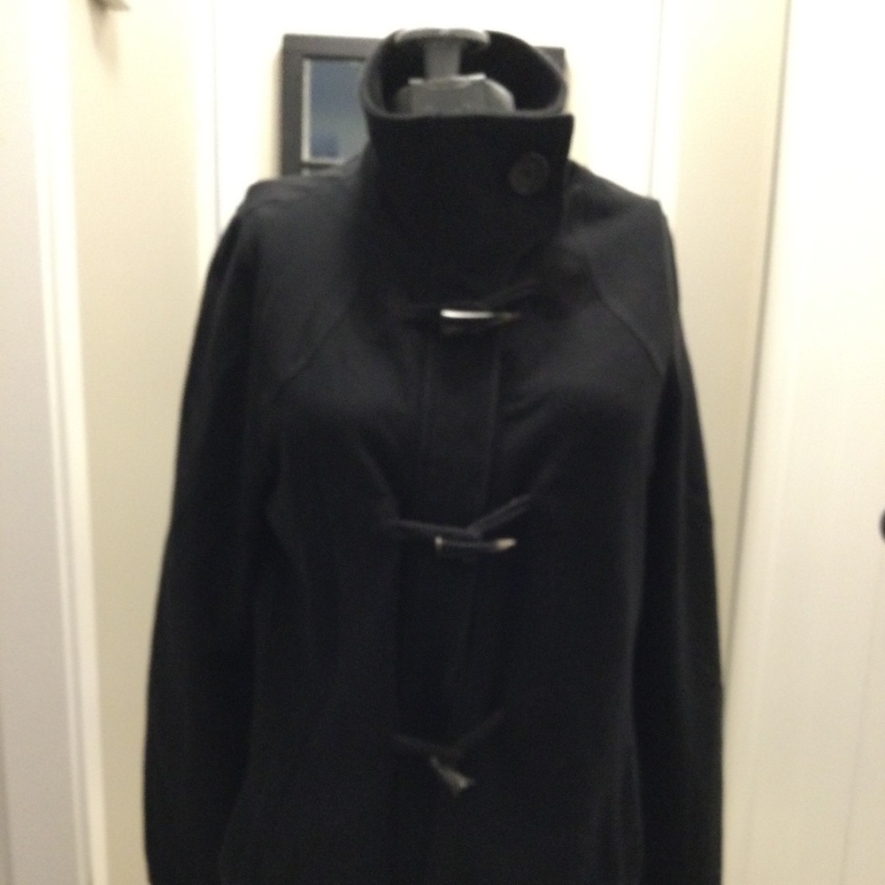 “Leave No Footprint “ an Eco Concious, Black Toggle Jacket , Organic Cotton - Picture 1 of 9